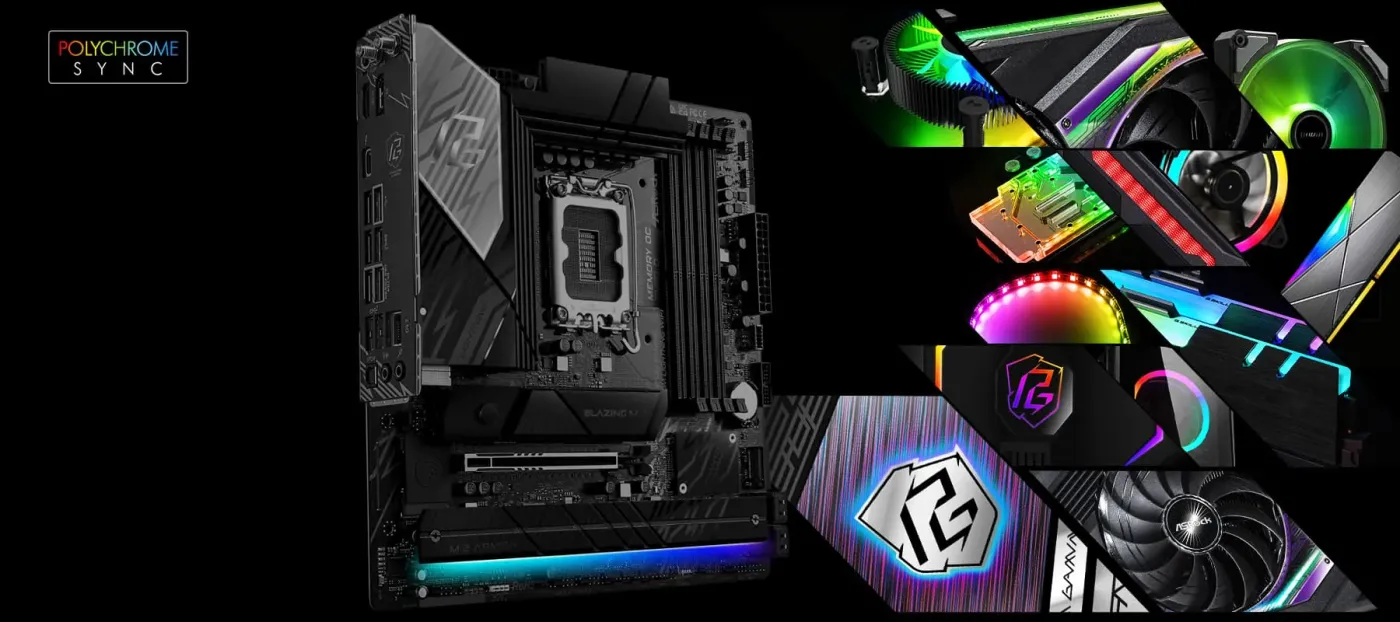 Motherboard with POLYCHROME RGB lighting synchronization feature active