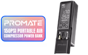 Promate POWERPUMP.BLACK 150PSI Portable Air Compressor Power Bank - image 1