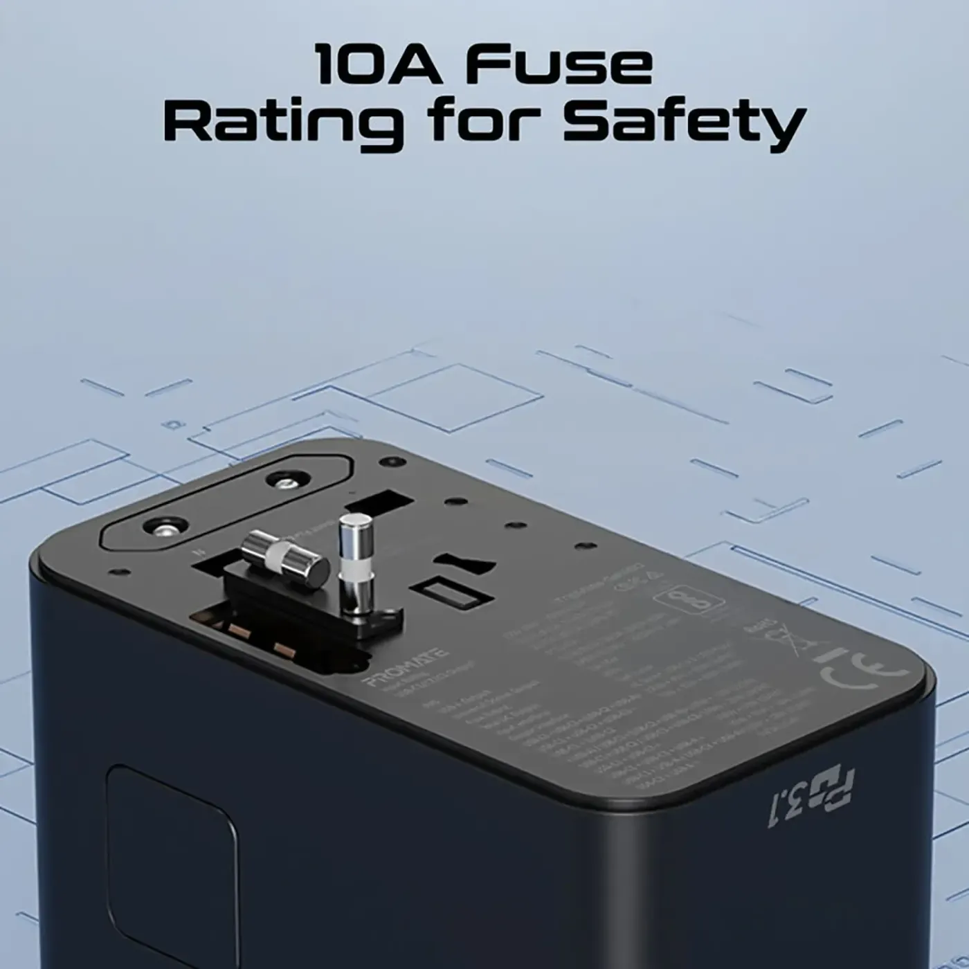 Promate TripMate-GaN160 universal travel adapter