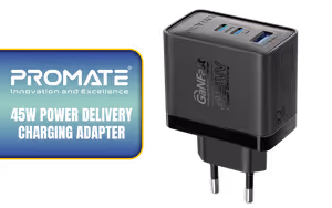 Promate 45W Power Delivery Charging Adapter Black Promate 45W Power Delivery Charging Adapter Black - Image 1