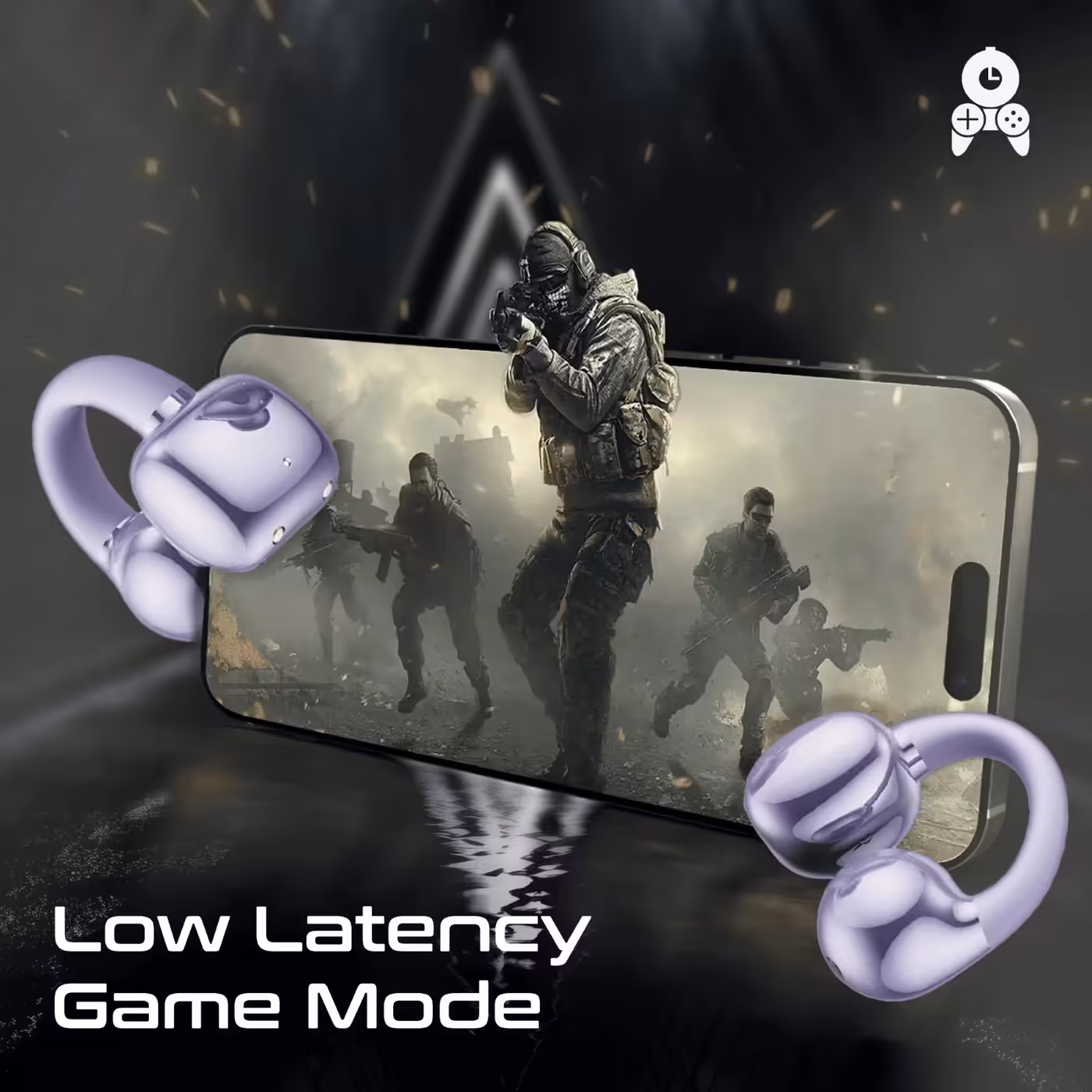 Promate AirClip earbuds alongside their compact purple charging case