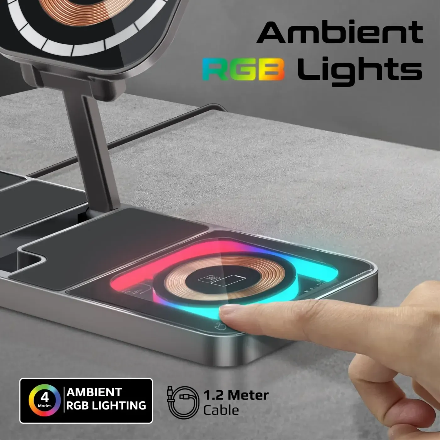 RGB lighting glowing through the transparent panel of the AuraSlate-Trio