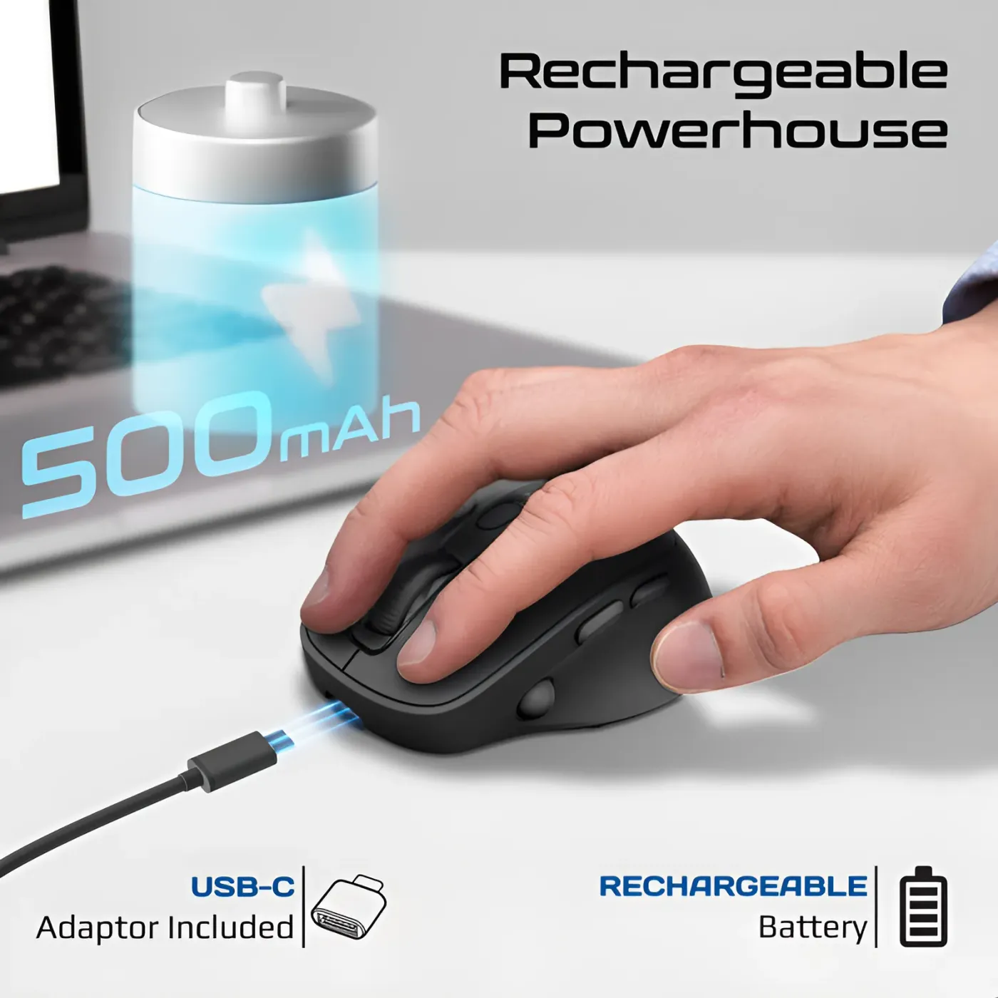 Device-switch control on the black Promate BLIX-3M mouse
