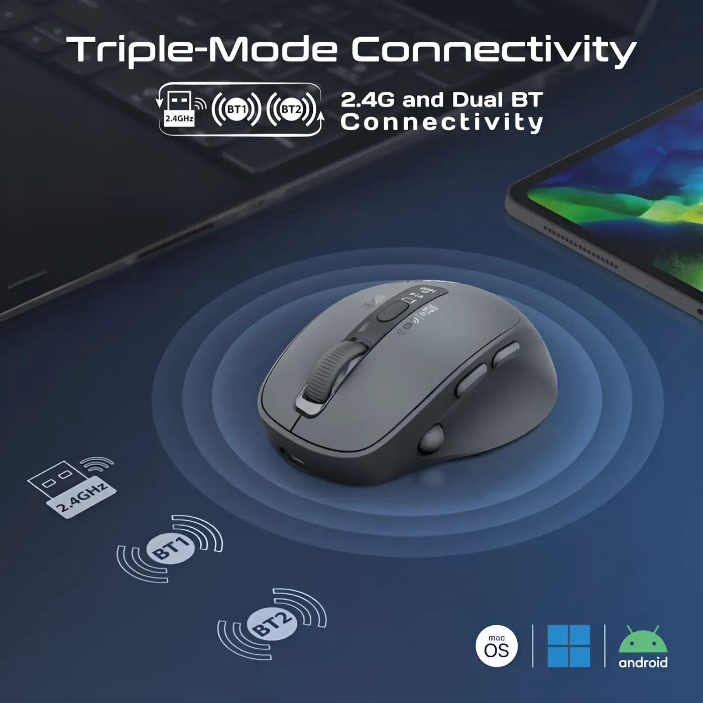 DPI adjustment control on the Promate BLIX-3M wireless mouse