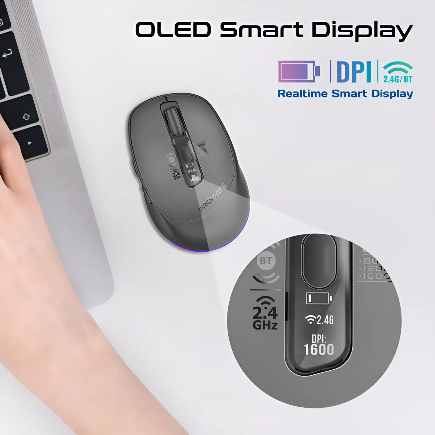 RGB lighting glowing on the black Promate BLIX-3M mouse