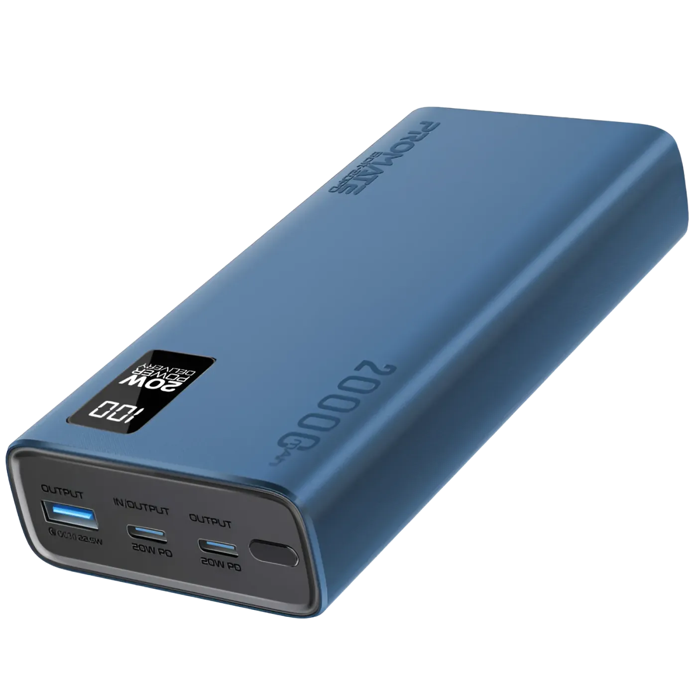 Promate BOLT-20PD 20000mAh ultra-slim power bank in blue