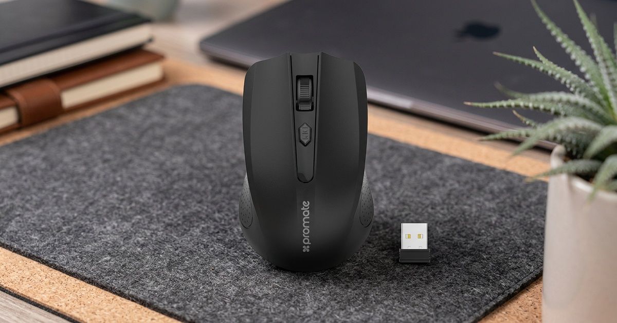 Promate Clix-8 Mouse Ottico Wireless 2.4GHz – 3 DPI Regolabili (800/1200/1600), Raggio 10m, Auto Sleep, 4 Pulsanti, Compatibile Windows/Mac