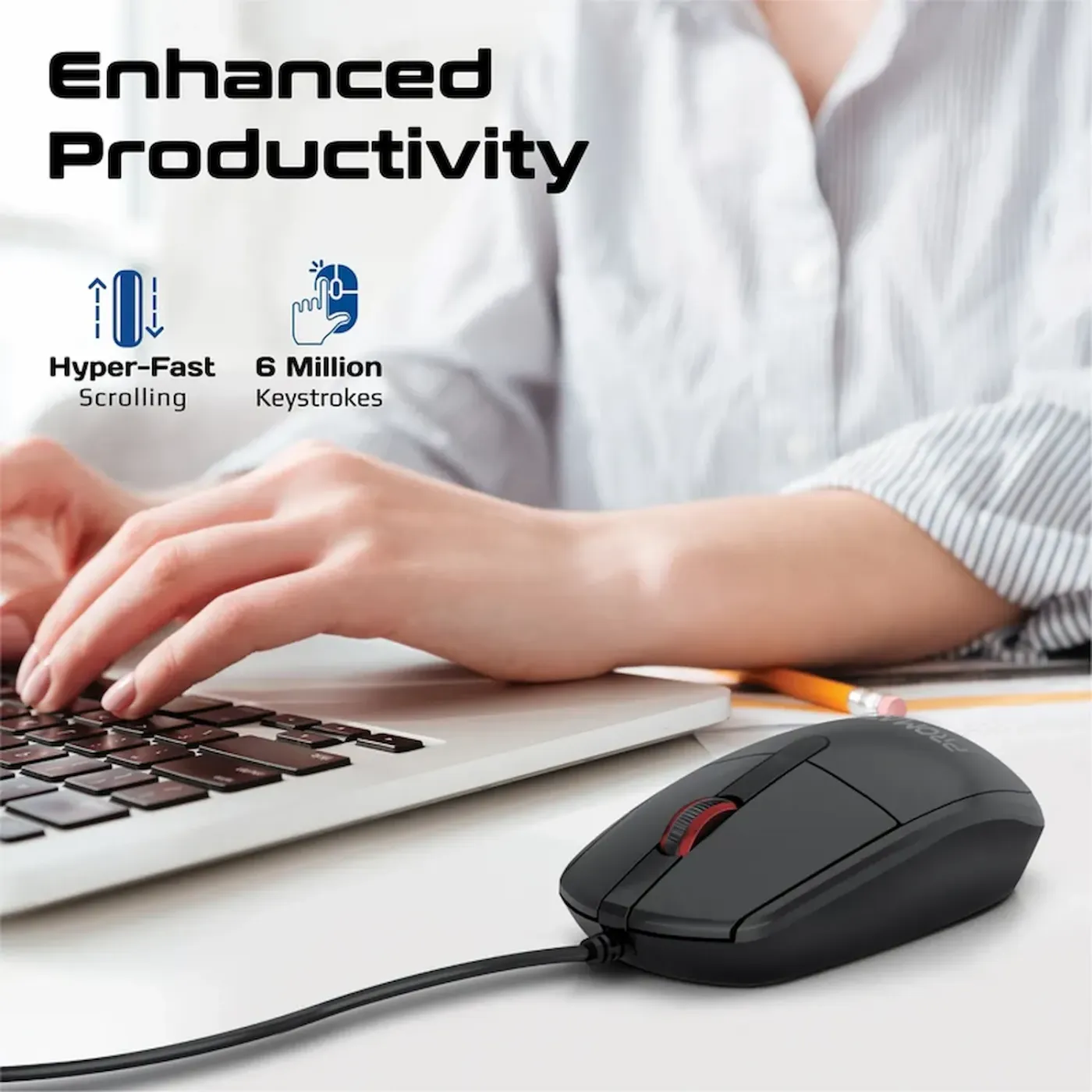 Promate CM-1200 ergonomic optical mouse seen from the front