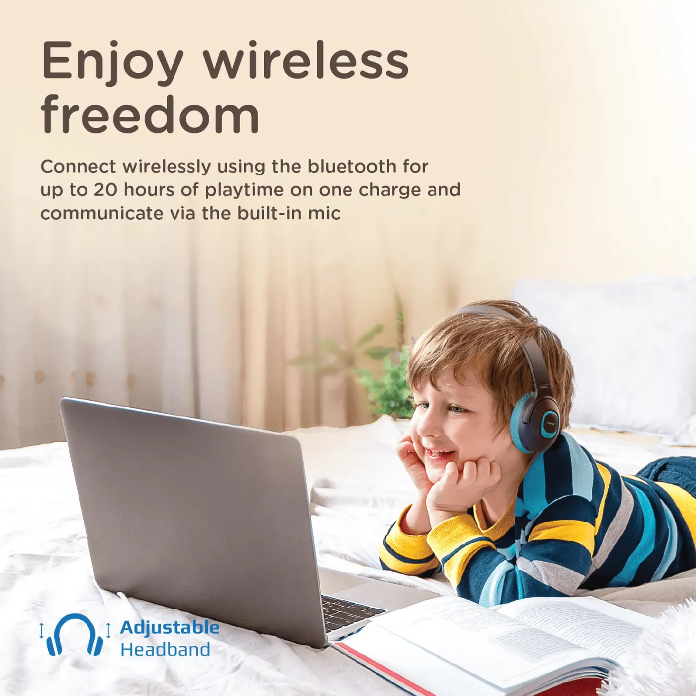 Side view of the aqua Promate Coddy wireless headphones