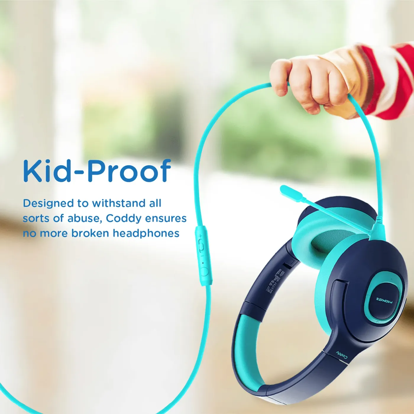 Aqua Coddy headphones showing padded earmuffs and adjustable headband fit
