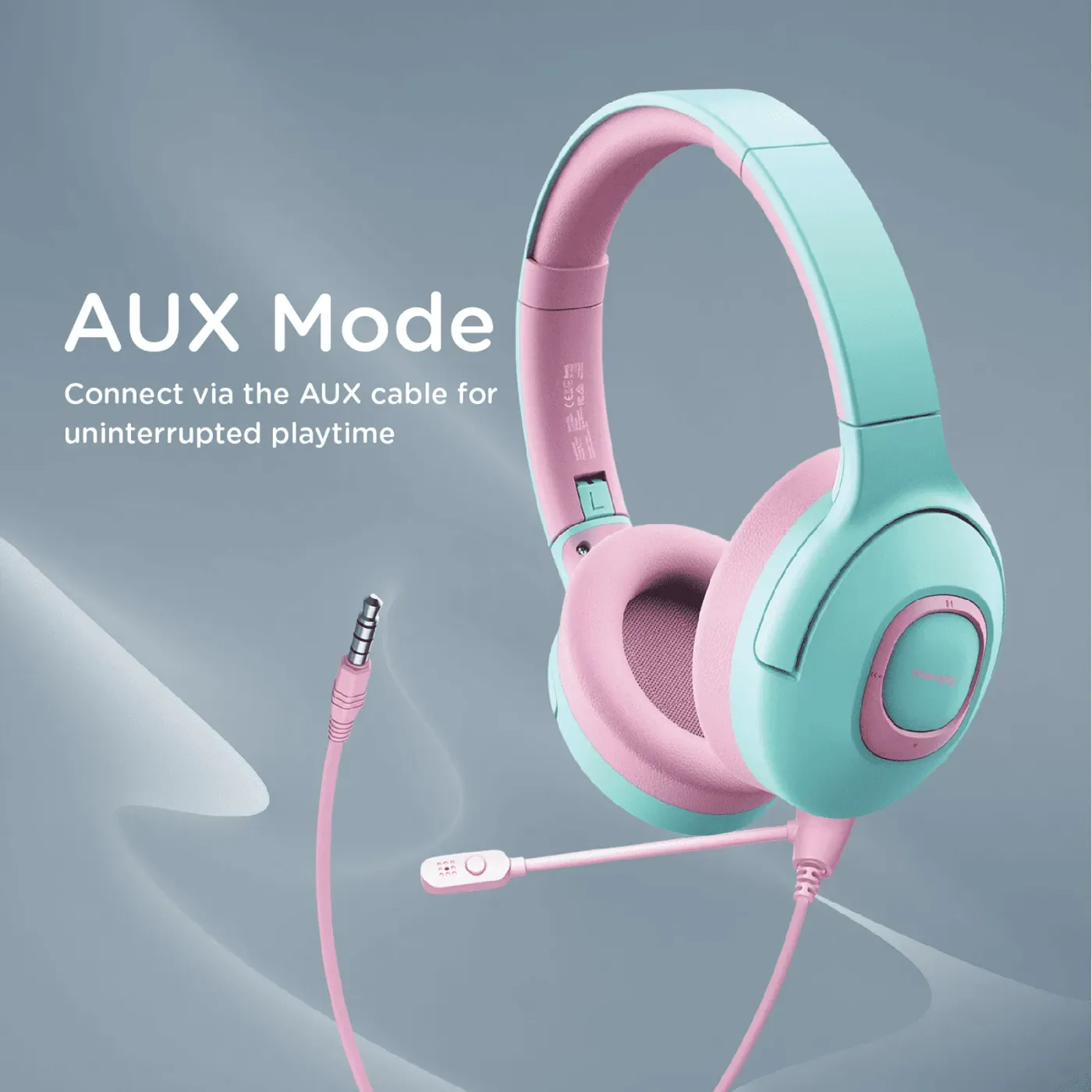 Durable Promate Coddy headphones for kids shown from the side