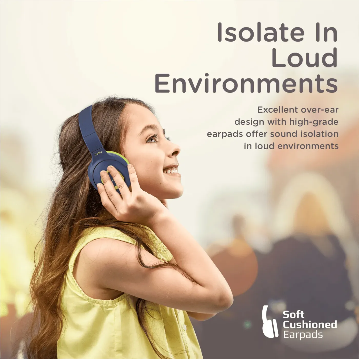 Promate Coddy headphones folded down into their compact travel shape