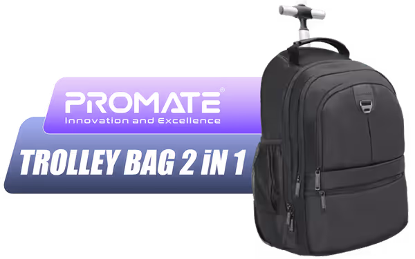 Promate COMPACT-TR 2-in-1 Trolley Bag & Backpack for 15.6" - image 1 Promate COMPACT-TR 2-in-1 Trolley Bag & Backpack for 15.6" - image 1