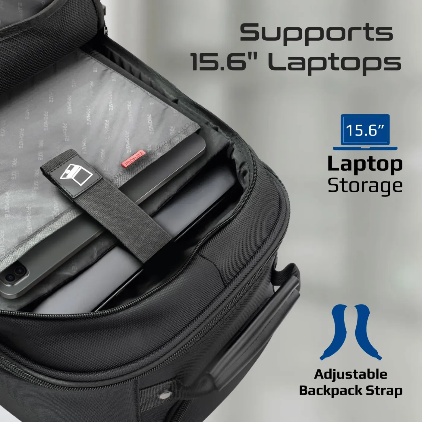 Interior view of the Compact-TR showing the padded laptop compartment and document sections