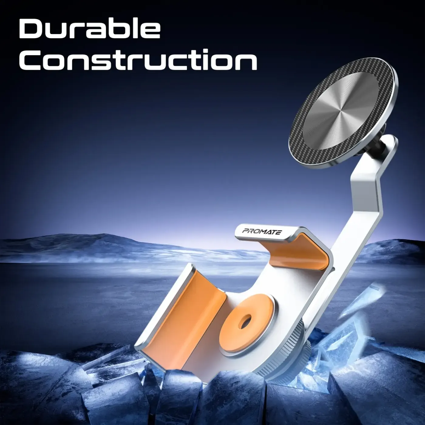 Promate MAGHOLD-90 magnetic phone holder clamped to a car monitor