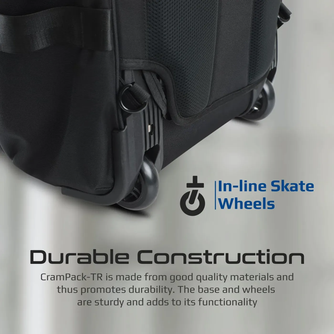 Padded adjustable backpack straps on the rear panel of the CramPack-TR