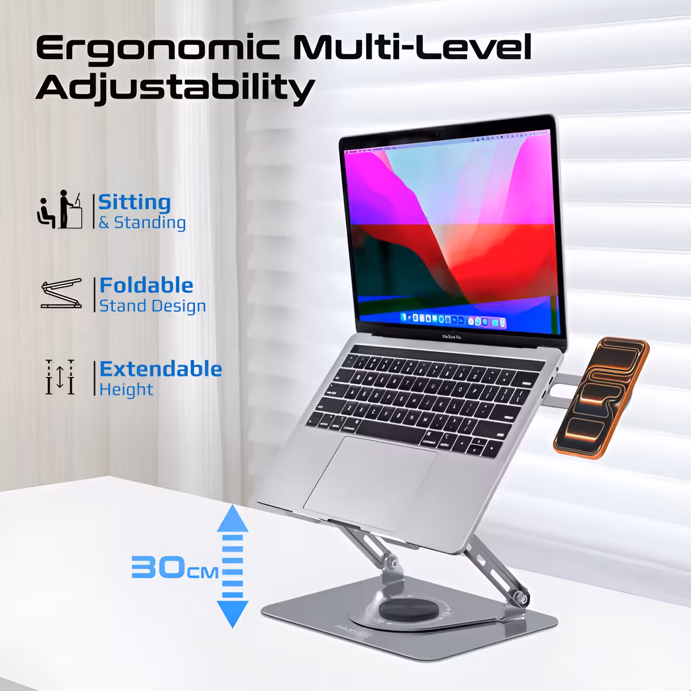 Sturdy desktop base of the PROMATE DESKMATE-8 stand