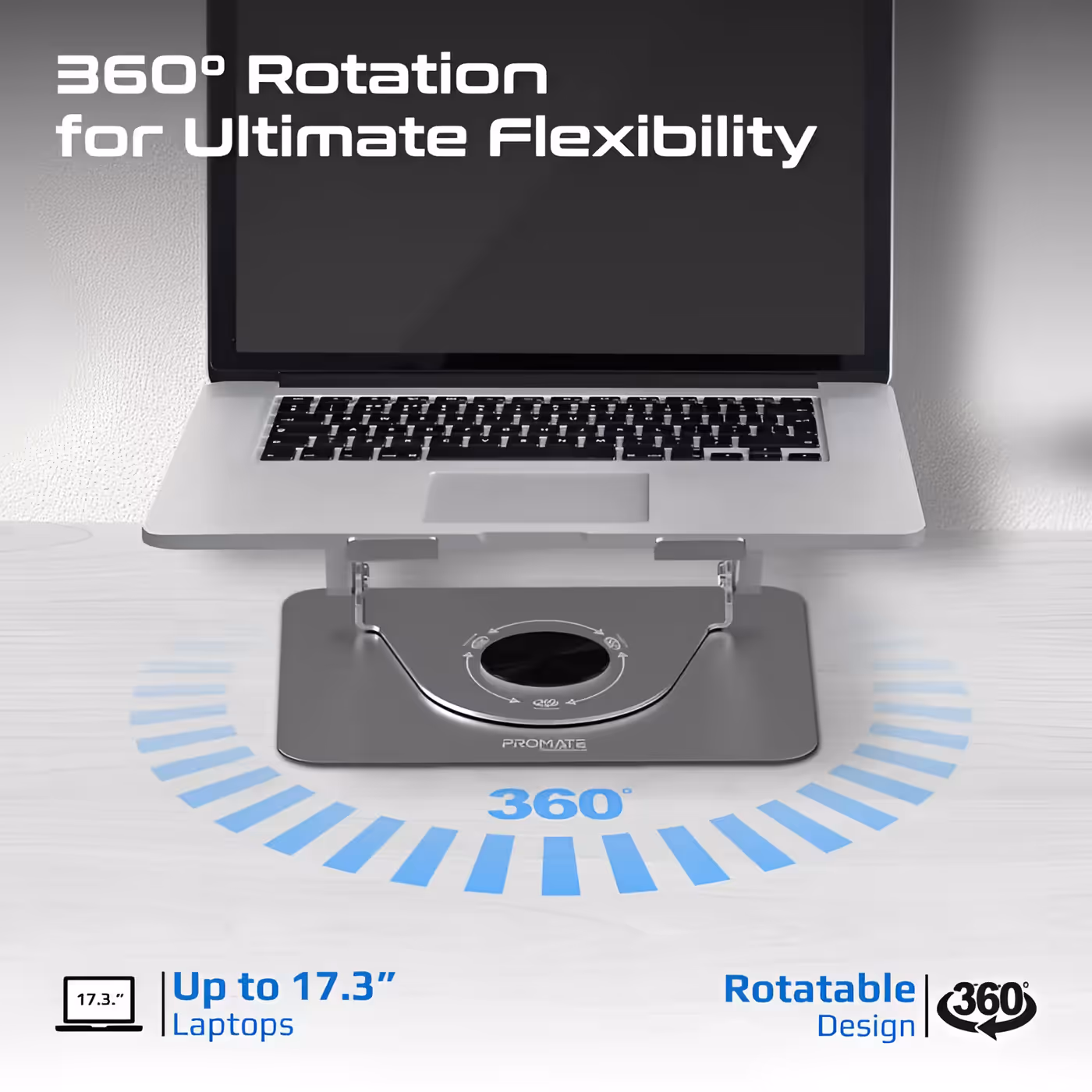 Profile view of the PROMATE DESKMATE-8 laptop cooling stand