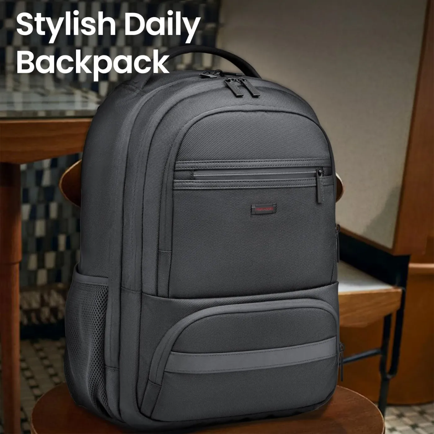 Promate ElitePack-Go 15.6-inch laptop backpack shown from the front