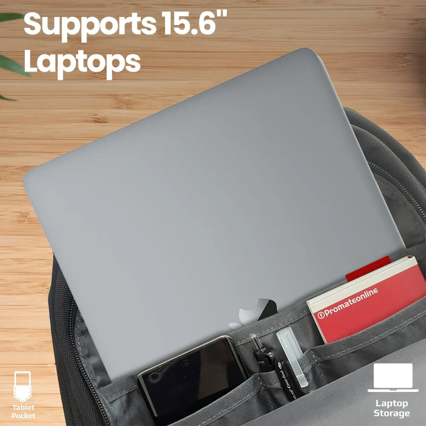 Quick-access pocket detail on the Promate ElitePack-Go backpack