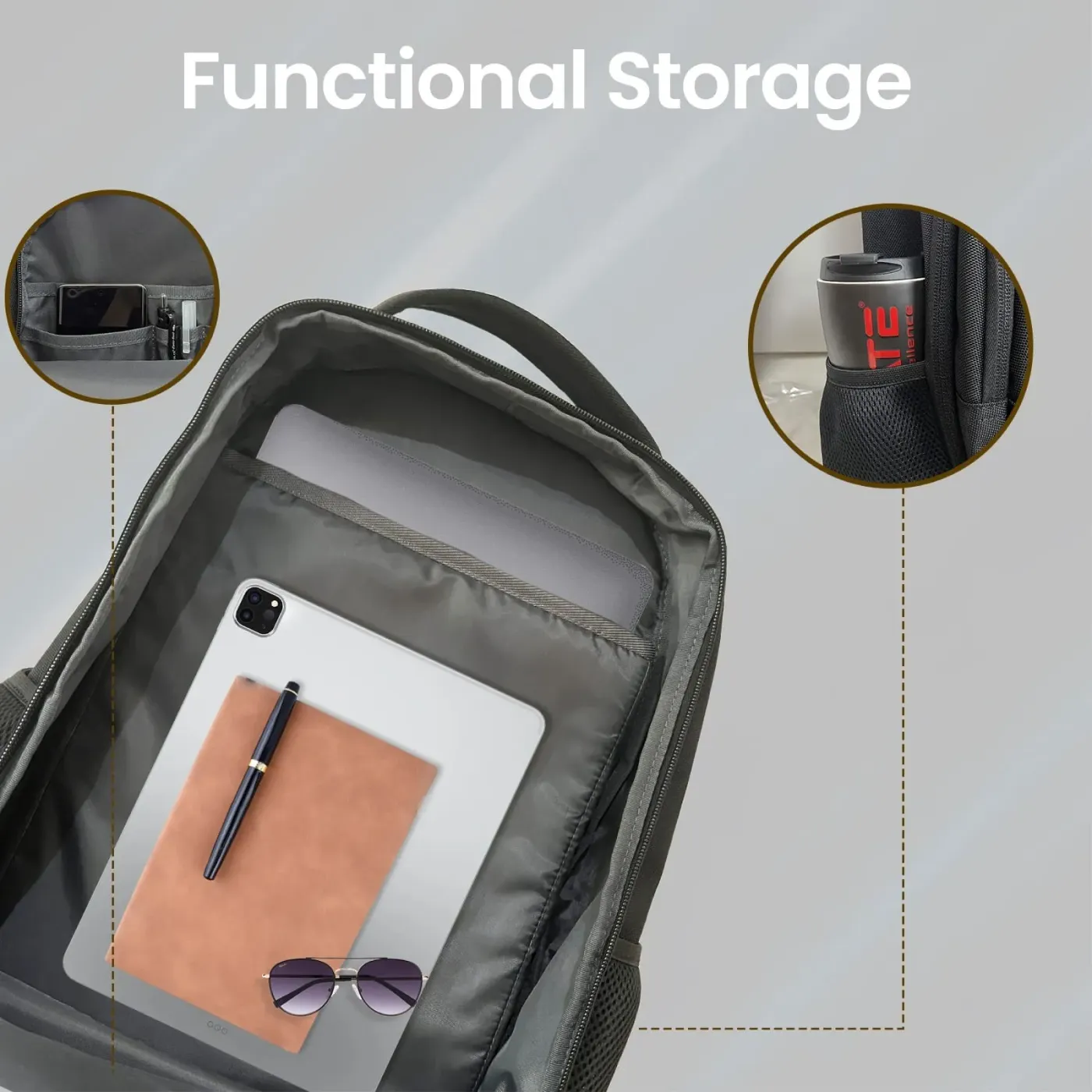 Adjustable padded shoulder straps on the Promate ElitePack-Go backpack