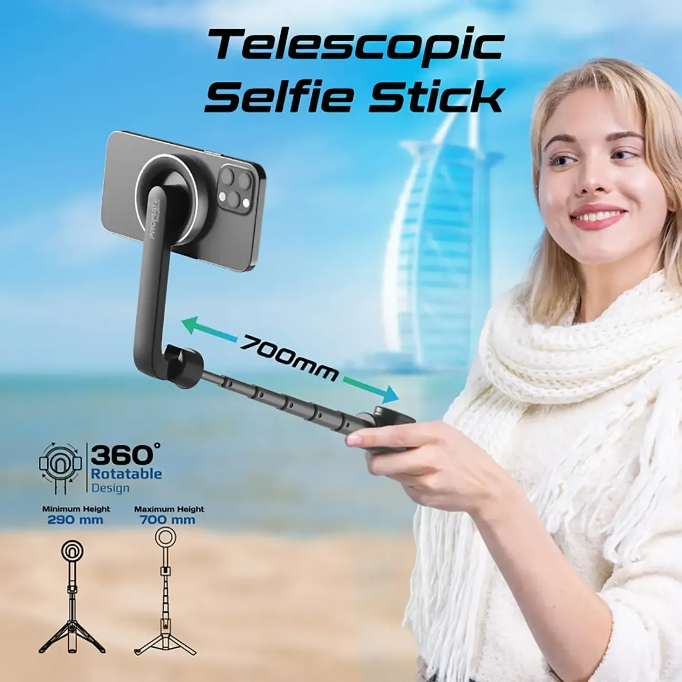 Close view of the aluminium alloy construction of the Promate MagStick