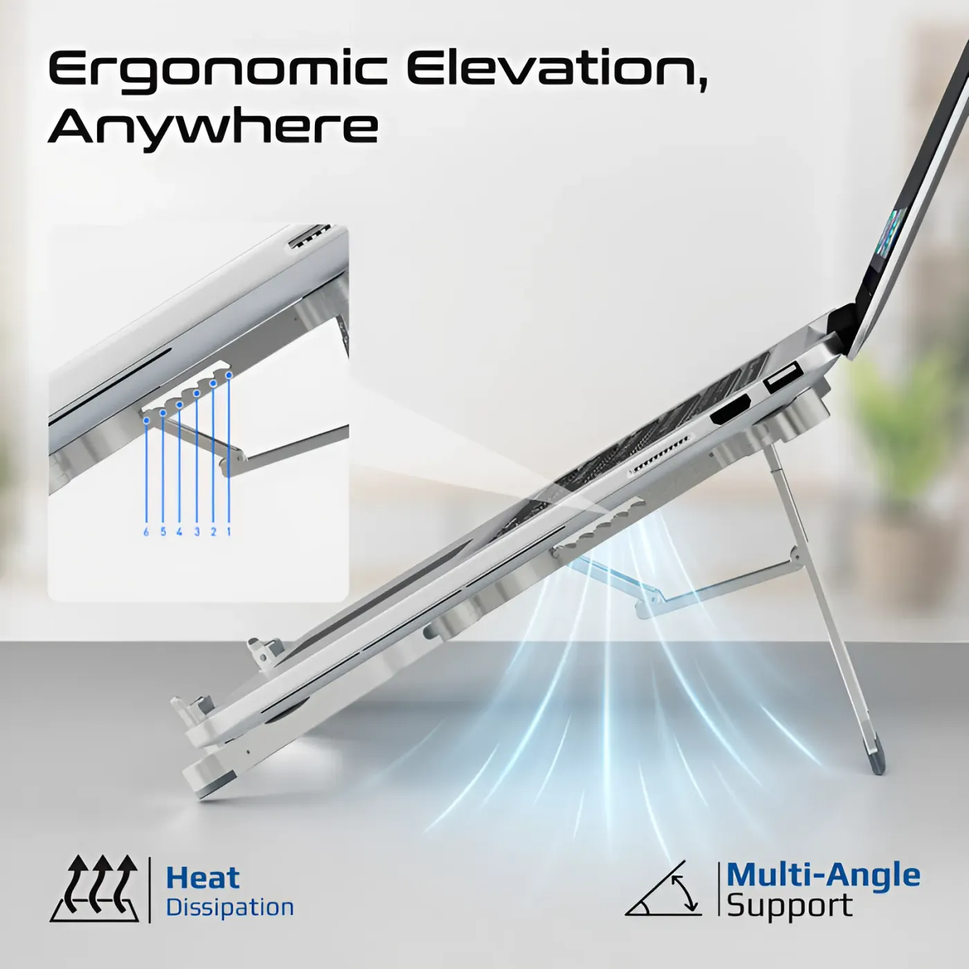 Promate FoldiX stand supporting a heavy laptop without flexing