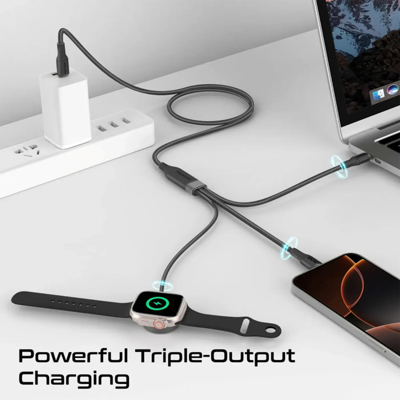 Promate Fusion-CCW multi-device charging cable in black