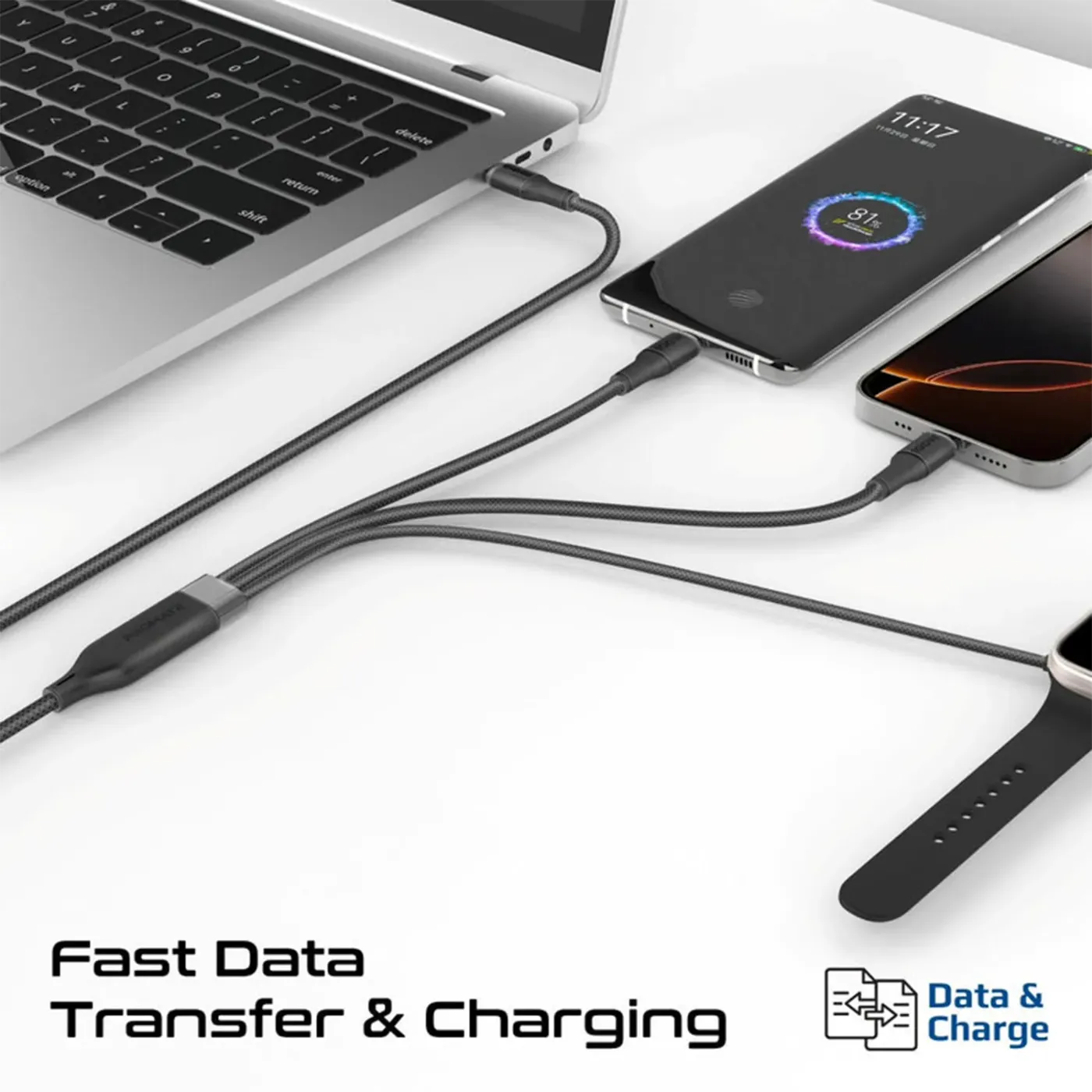Apple Watch charging puck built into the Fusion-CCW cable