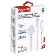 Promate Fusion-CCW 100W Multi-Device Charging Cable - White - image 3