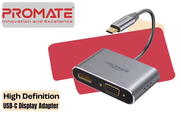 Promate MEDIAHUB-C2 USB-C HDMI & VGA Adapter — 4K/30Hz - image 1 Promate MEDIAHUB-C2 USB-C HDMI & VGA Adapter — 4K/30Hz - image 1