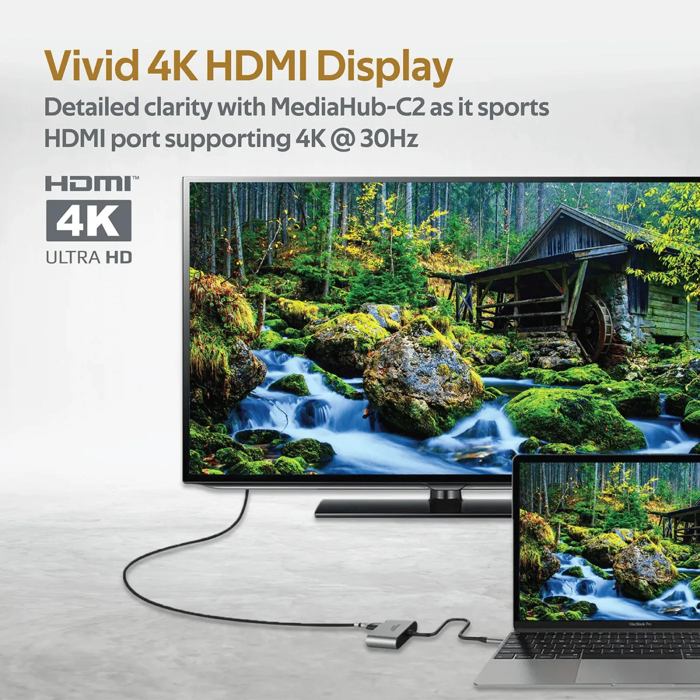 Promate USB-C adapter connected to two external displays at the same time
