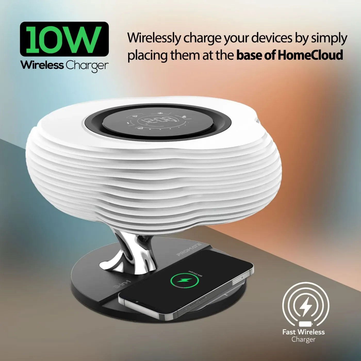 Promate HomeCloud lamp showing adjustable color modes and brightness settings