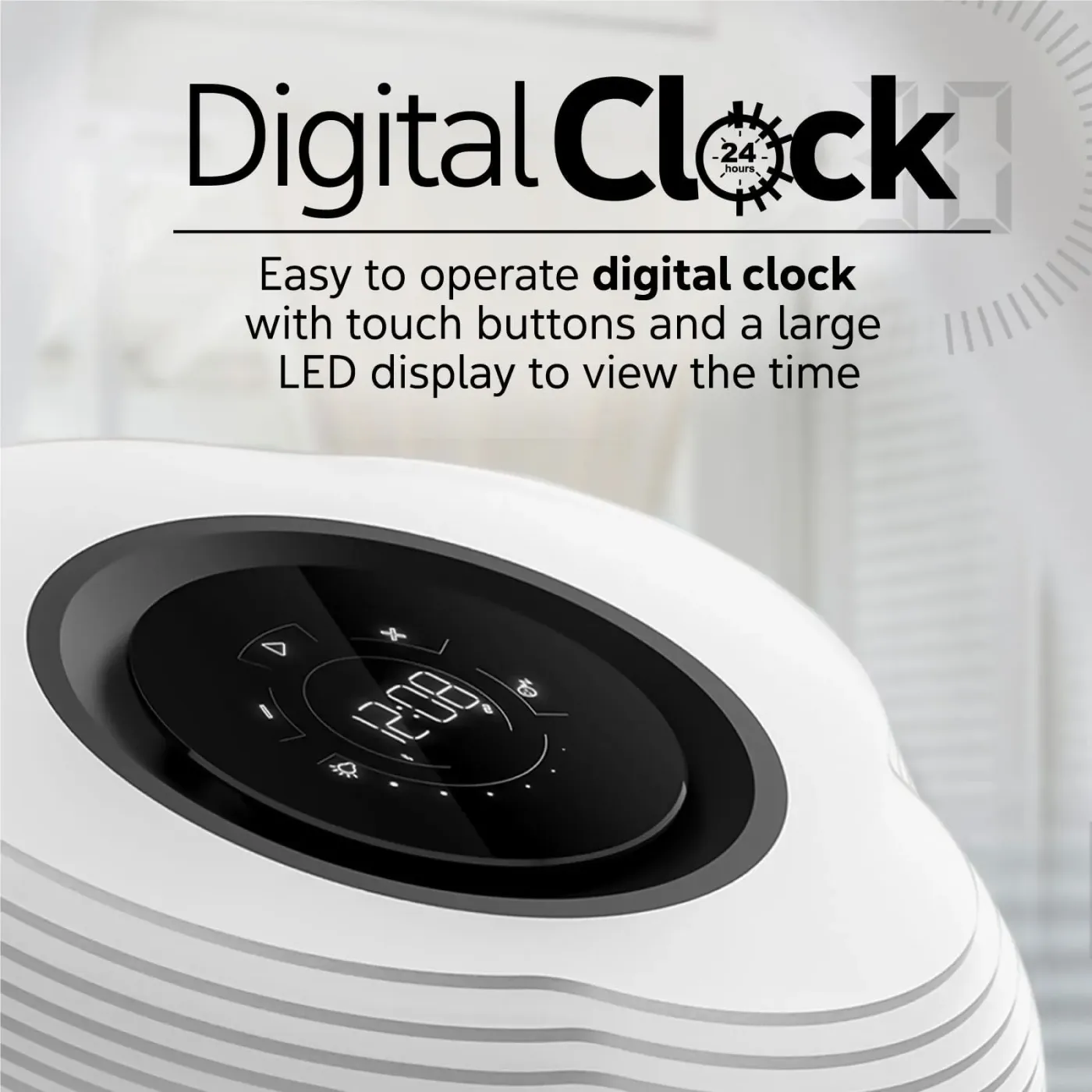 Promate HomeCloud digital clock display and sensitive touch control interface