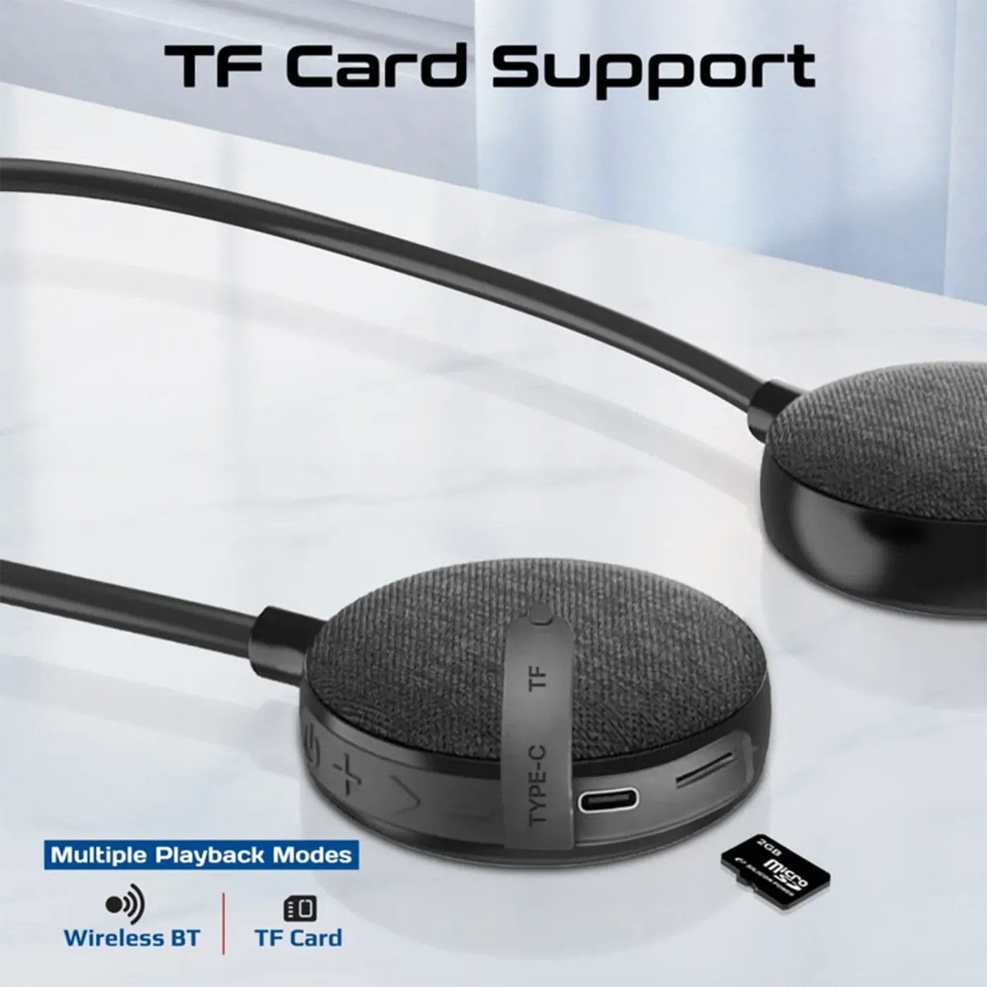 Alternative angle of the Promate Hook-2 neckband speaker showing its full shape
