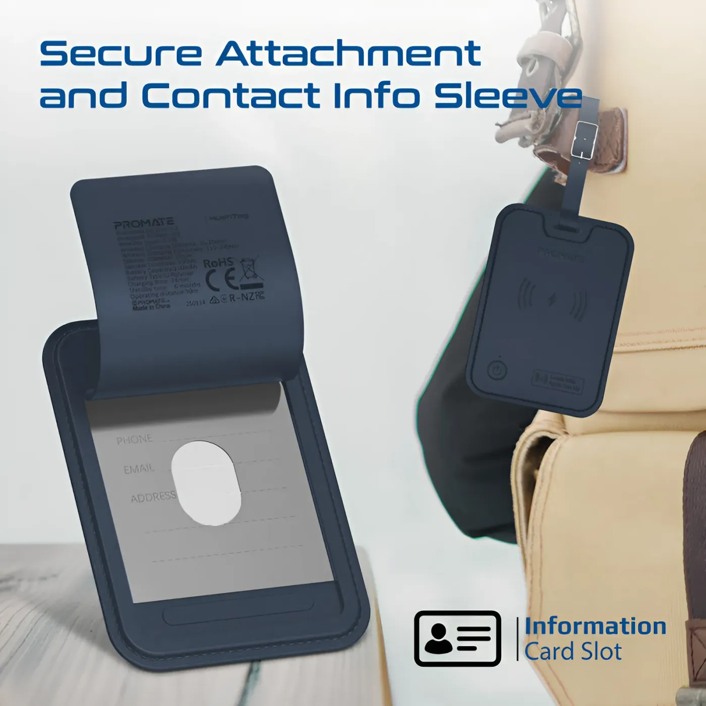 HushTag placed on a wireless charging pad to top up its battery