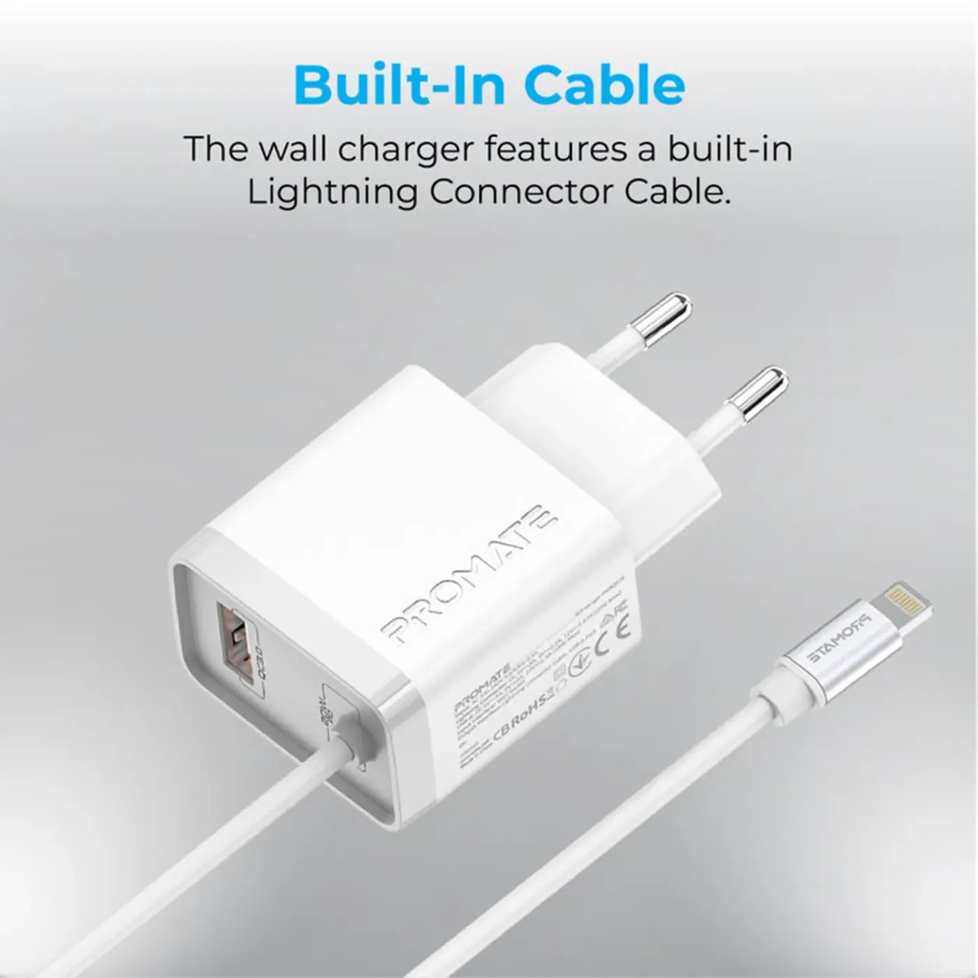 USB-A Quick Charge port on the side of the iCharge-PDQC3