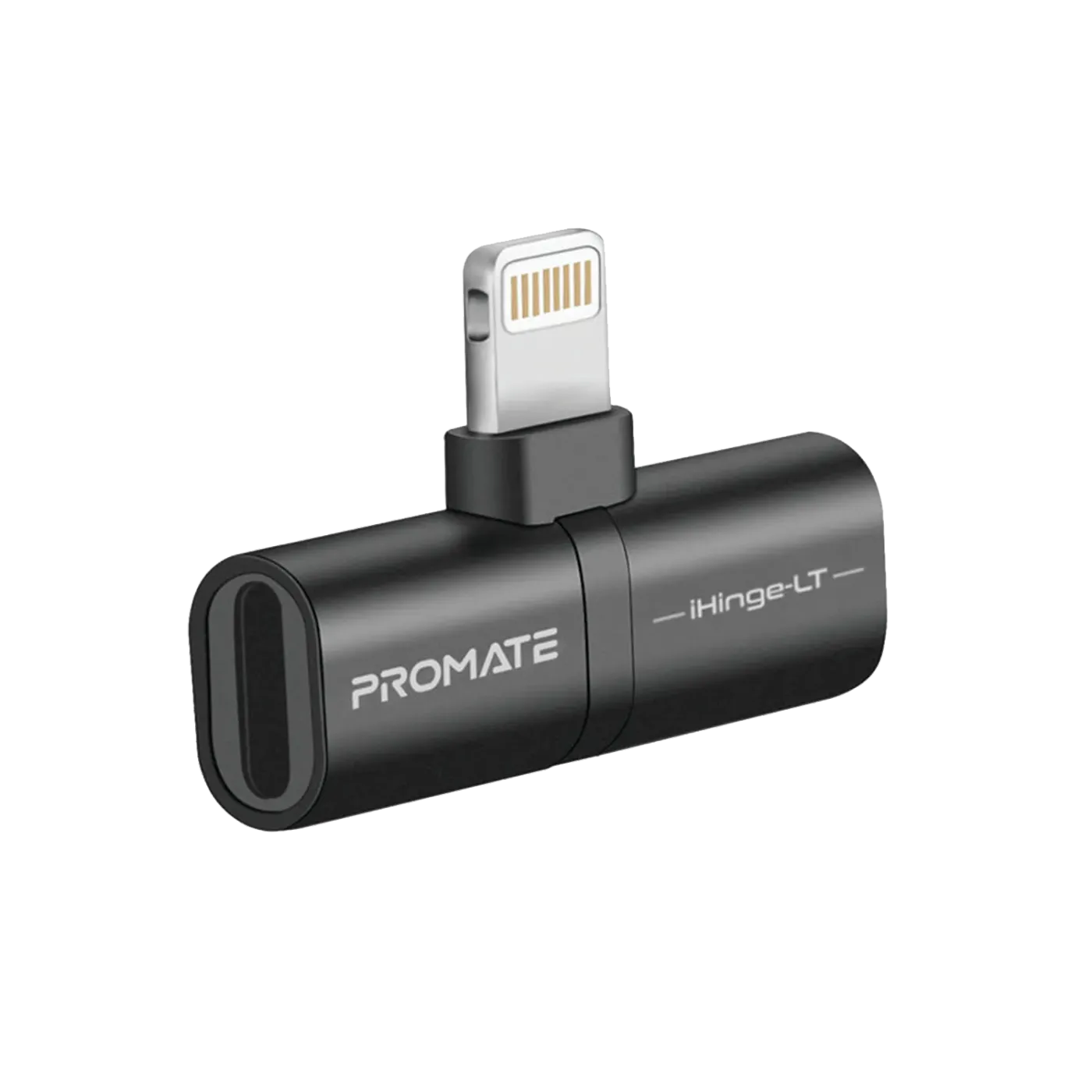 Promate iHinge-LT Black 2-in-1 Lightning audio and charging adapter