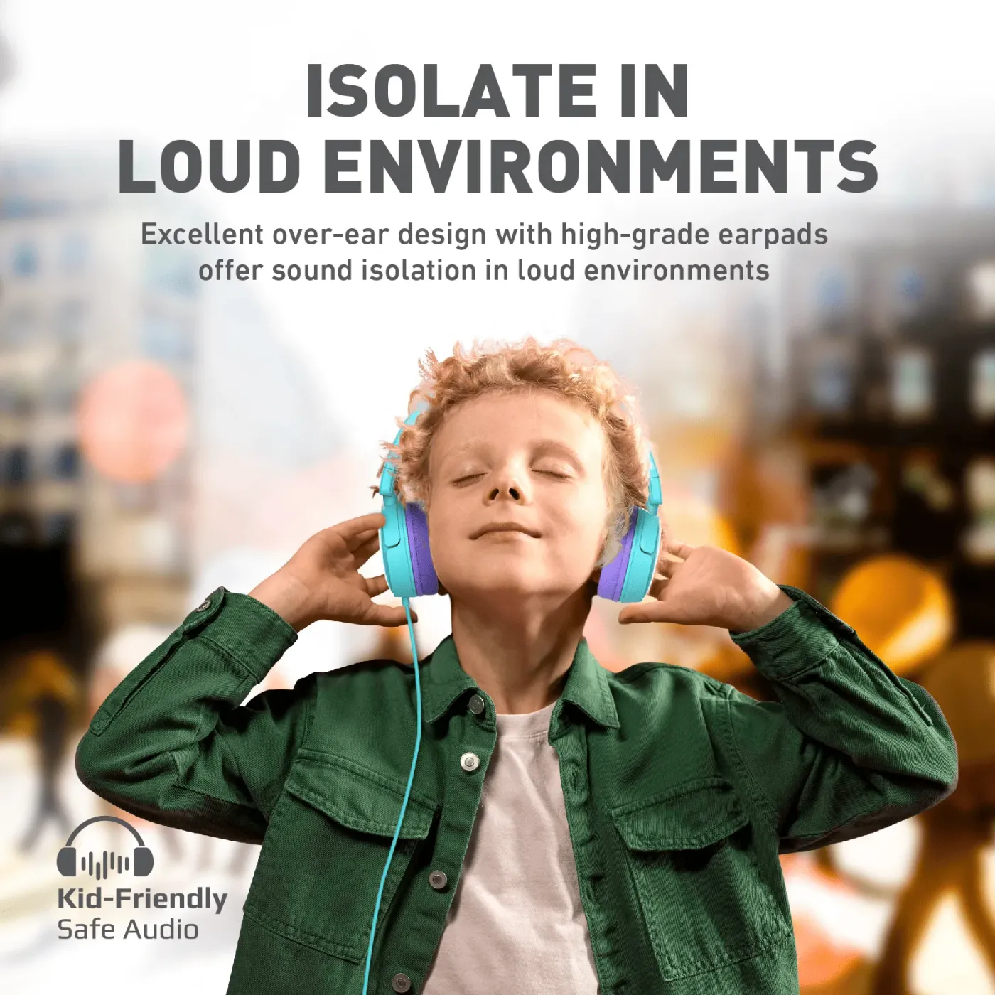 Cushioned earpads and adjustable headband on the Promate Jewel KidSafe headset