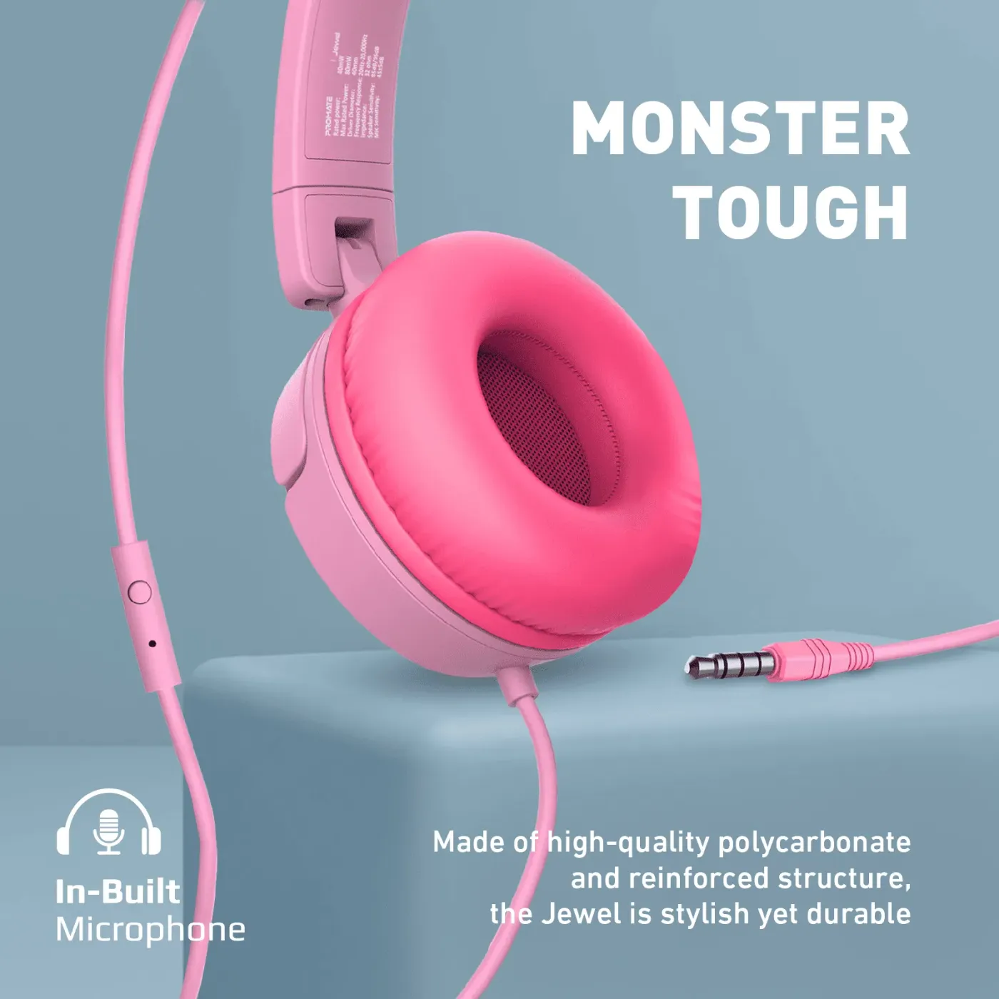 Detachable cat ears lifted from the headband of the bubblegum Promate Jewel headset