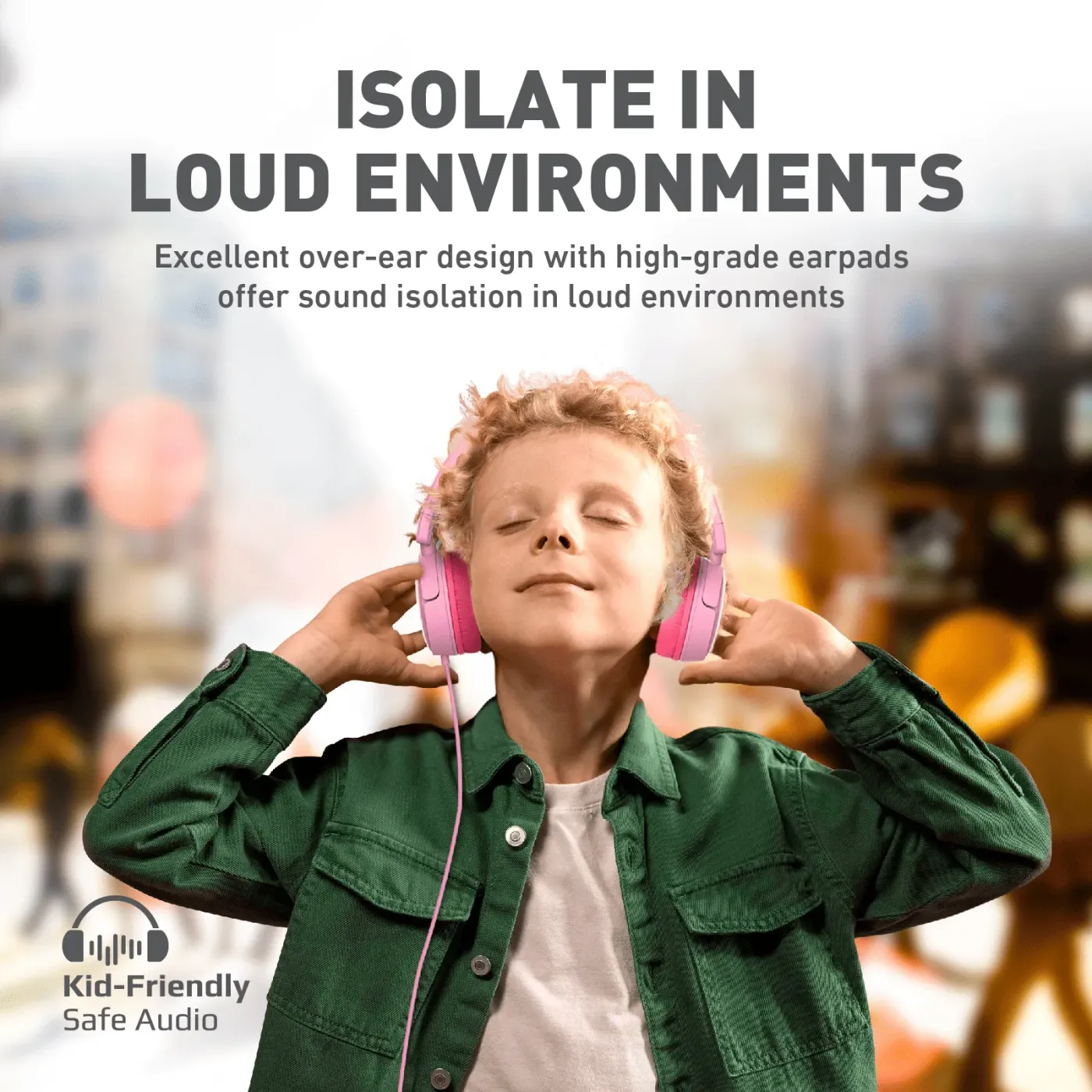 Adjustable polycarbonate headband and soft earpads on the Promate Jewel KidSafe headset