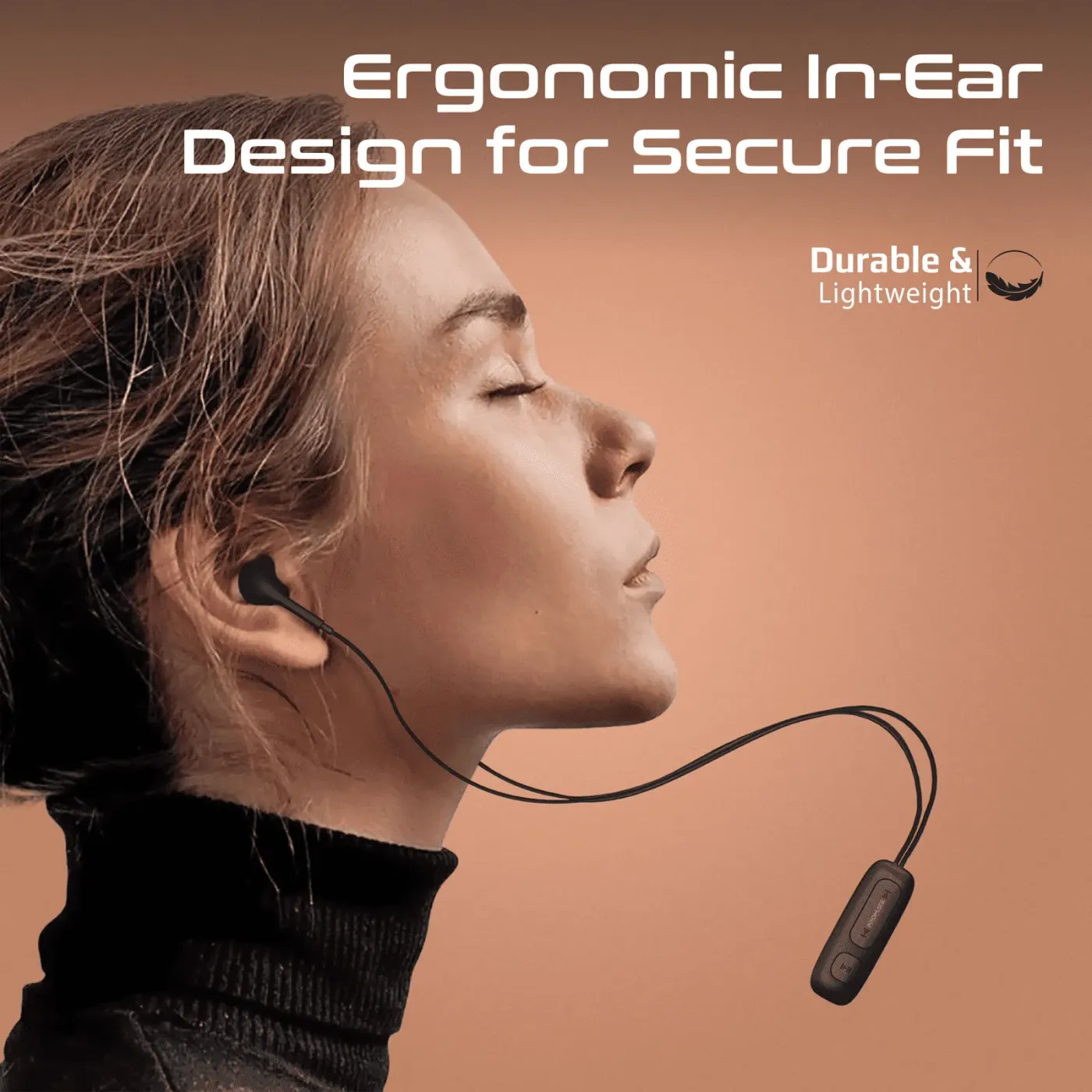 Promate Latch clip-on wireless earphones in black shown in full