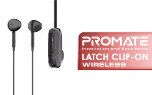 Promate Latch Clip On High Fidelity Wireless Dynamic Earphones Black Promate Latch Clip On High Fidelity Wireless Dynamic Earphones Black - Image 1