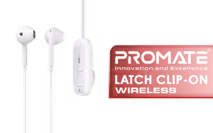 Promate Latch Clip On High Fidelity Wireless Dynamic Earphones White Promate Latch Clip On High Fidelity Wireless Dynamic Earphones White - Image 1