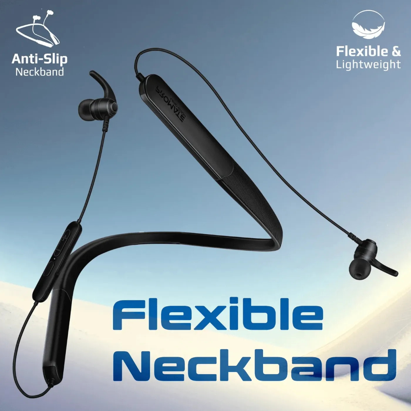 Side view of the Promate Leap-200H earphones showing the microphone position