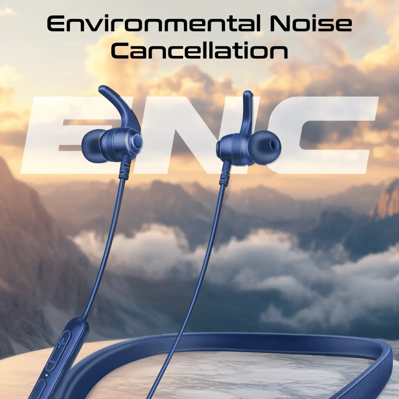 Promate Leap-200H earphones worn during a call in a busy outdoor setting