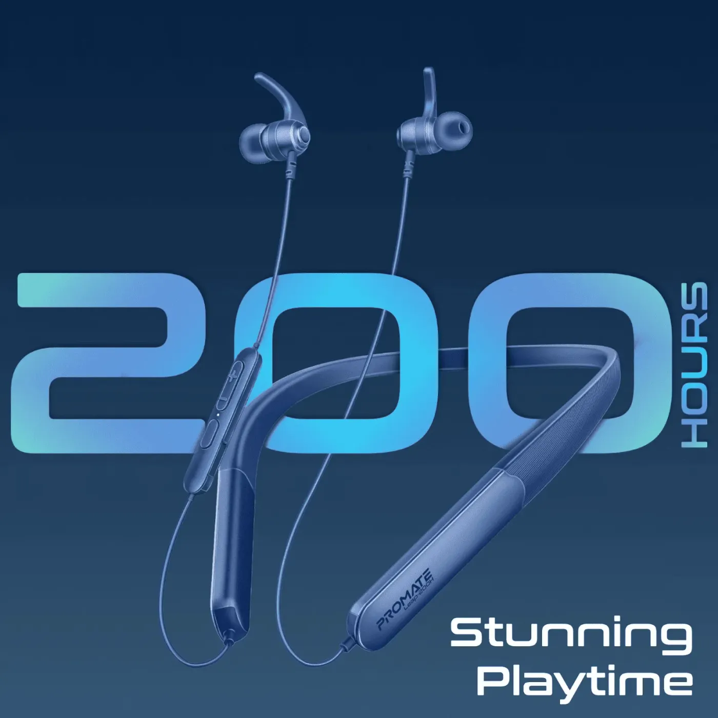 In-line control module on the cable of the Promate Leap-200H earphones