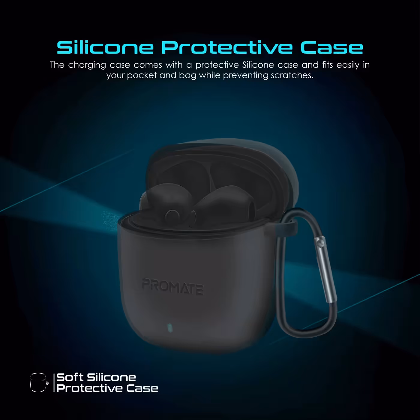 Black Promate Lima earbuds paired with a smartphone over Bluetooth