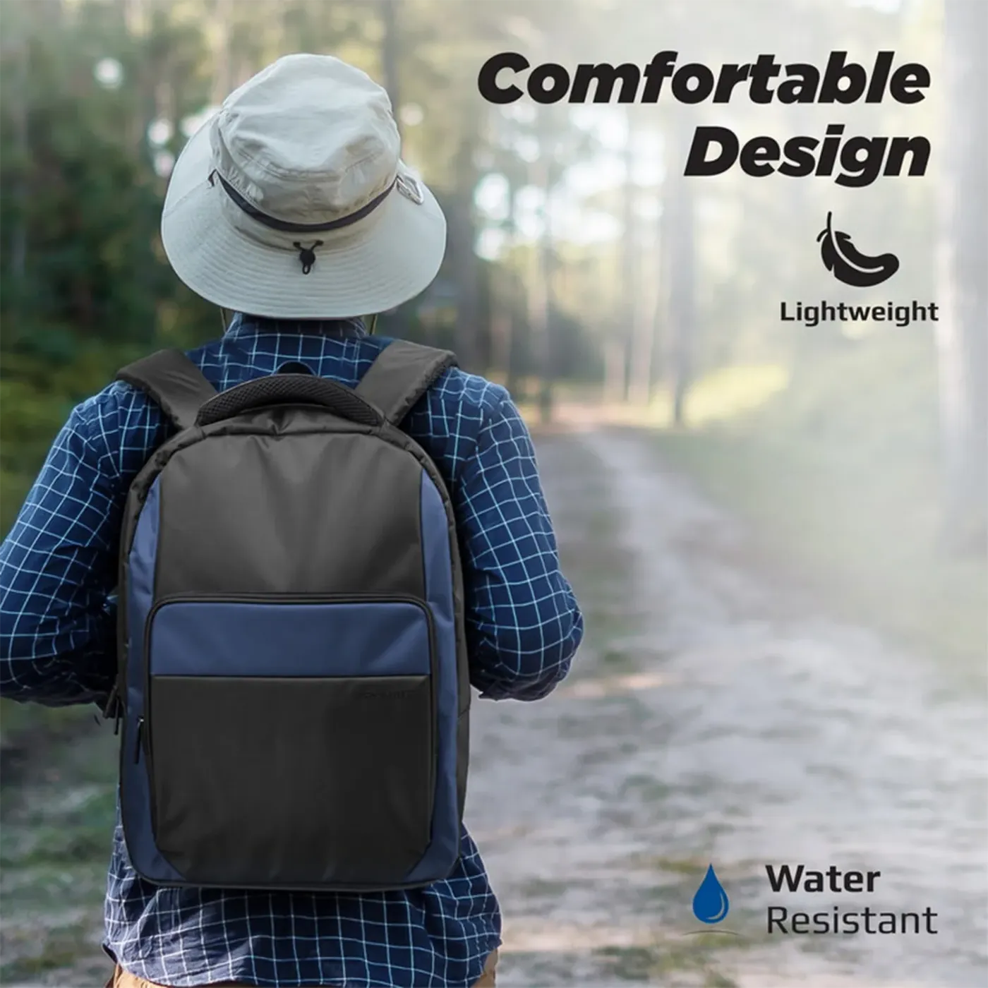 Promate Limber-BP large capacity 15.6-inch laptop backpack in black, front view