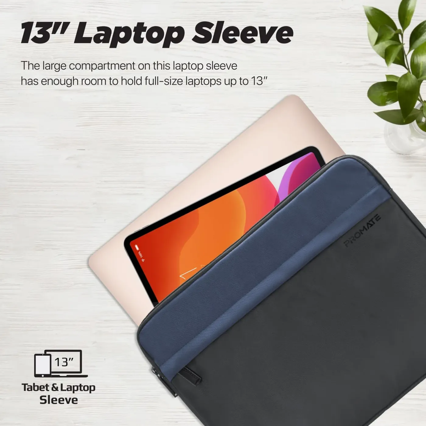 Slim Promate Limber-SB sleeve being slid into a backpack